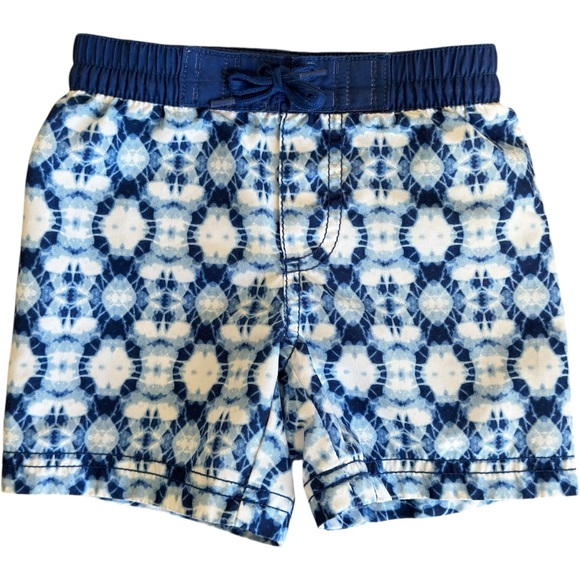 Old Navy Baby Boy 12-18M Blue & White Tie-Dye Swim Trunks Shorts - Picture 1 of 2